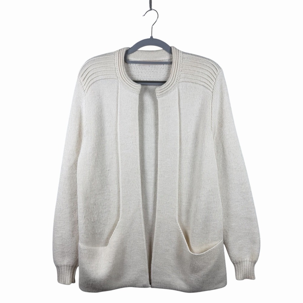 Simply Natural Ivory Cream Alpaca Open Front Cardigan Sweater‎ w Pockets